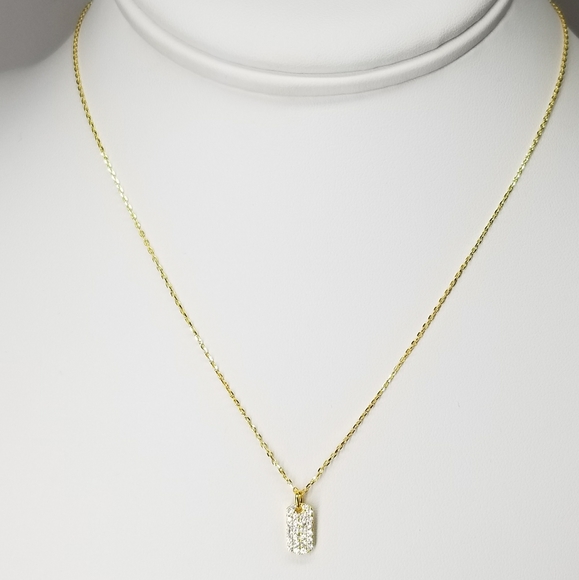 NWT Ultrachic Dainty Dog Tag Pave CZ Necklace - Picture 4 of 10